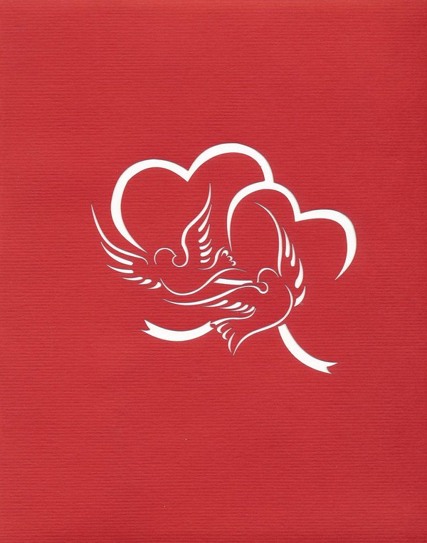 Liebe - Hochzeit - Paar mit Pferdekutsche und Tauben + Herzen auf dem Cover