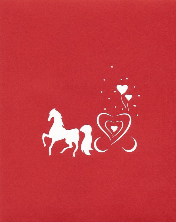 Hochzeit - Pferdekutsche mit 2 Pferden (Herzen auf dem Cover)