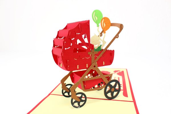Kinderwagen mit Baby (rot)