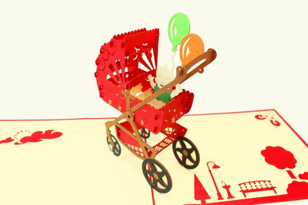 Kinderwagen mit Baby (rot)
