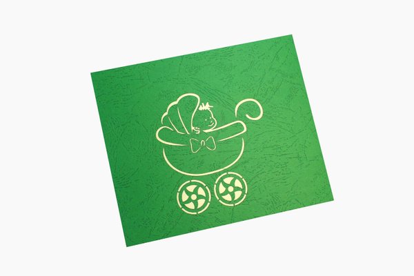 Kinderwagen mit Baby (grün)