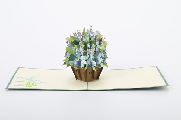 Aquarell-Vergissmeinnicht-Blumenstrauß-Grußkarte blaue und lila Wildblumen,handgemachte .